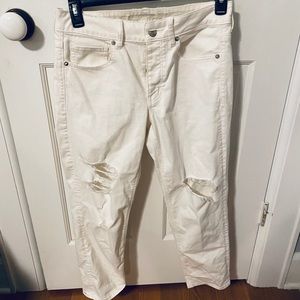 tom girl distressed white jeans (mid-hi rise)